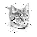 aggressive cat holding a gun and smiling creepy  tattoo design idea