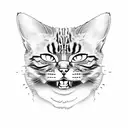 aggressive cat holding a gun and smiling creepy  tattoo design idea