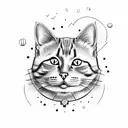 cat holding a gun and smiling creepy  tattoo design idea