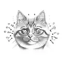 cat holding a gun and smiling creepy  tattoo design idea