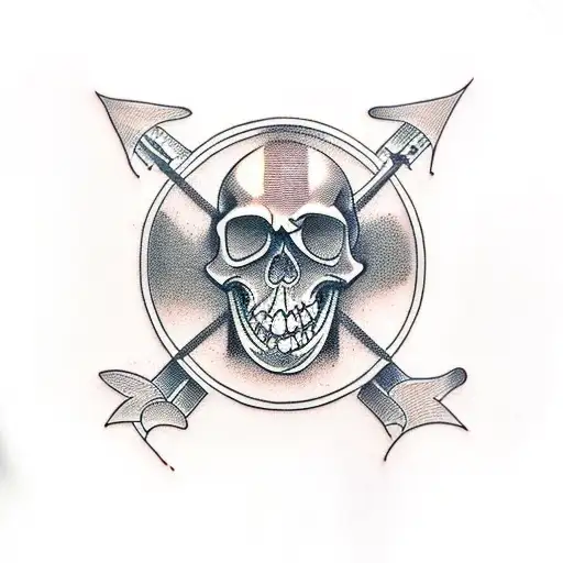 piston and skull tattoo design idea
