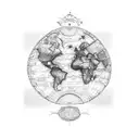 worldmap with kompass and coordinates of Haarlem, Netherlands tattoo design idea