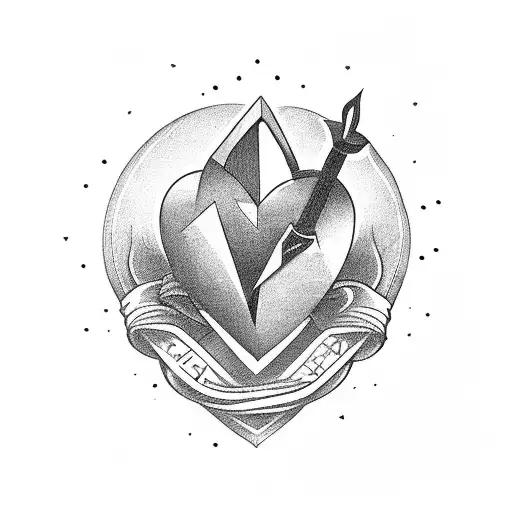 Heart Ace with letter "N" instead of "A" and inside of the card "fortune favours the brave" tattoo design idea