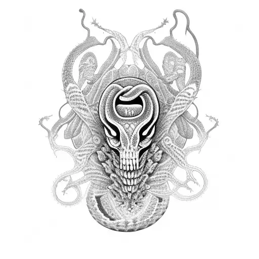 A gothic cactus with intricate snake patterns on its spines tattoo design idea