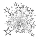 Five shiooting stars falling from sty to 1 point of blast simple b tattoo design idea