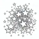 Five shiooting stars falling from sty to 1 point of blast simple b tattoo design idea