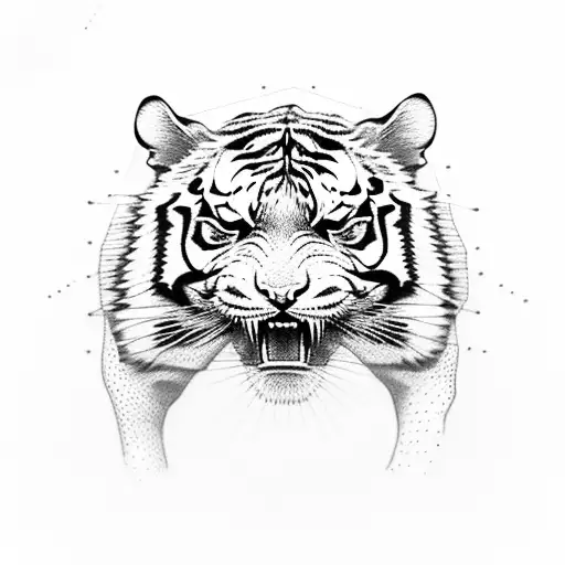 tiger roaring with words only the string survive tattoo design idea