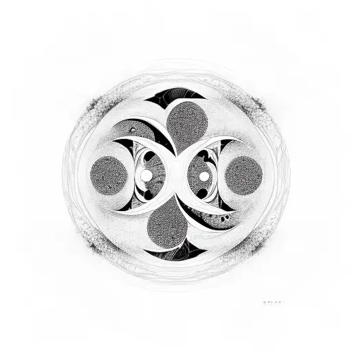 Abstract design of yin and yang merging into a serene landscape tattoo design idea