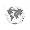 A dotwork design of a world map with constellations of Gemini connecting the locations tattoo design idea