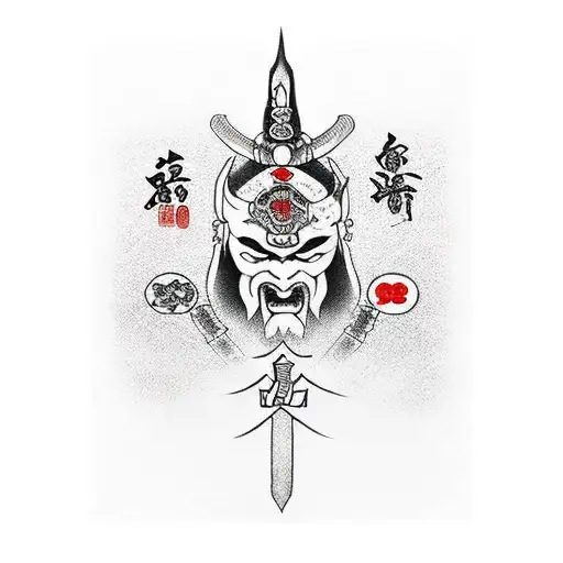 Warrior tribute in Japanese  tattoo design idea
