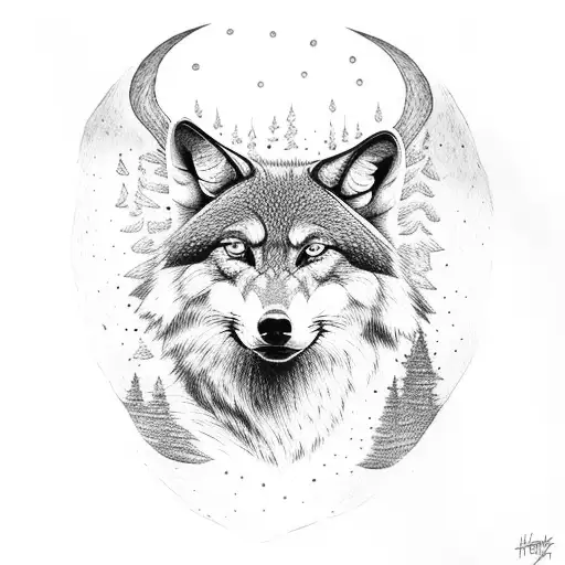 Hirsch Wolf Harry potter  tattoo design idea