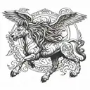 lion and pegasus tattoo design idea