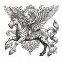 lion and pegasus tattoo design idea