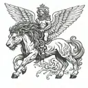 lion and pegasus tattoo design idea