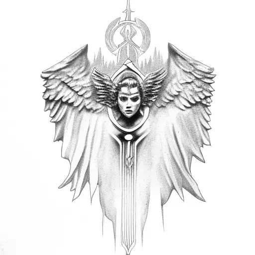 thrones angel with eye in middle.  tattoo design idea