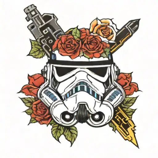 storm trooper helmet full color tattoo design idea