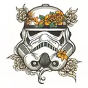 storm trooper helmet full color tattoo design idea