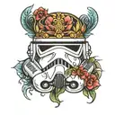 storm trooper helmet full color tattoo design idea
