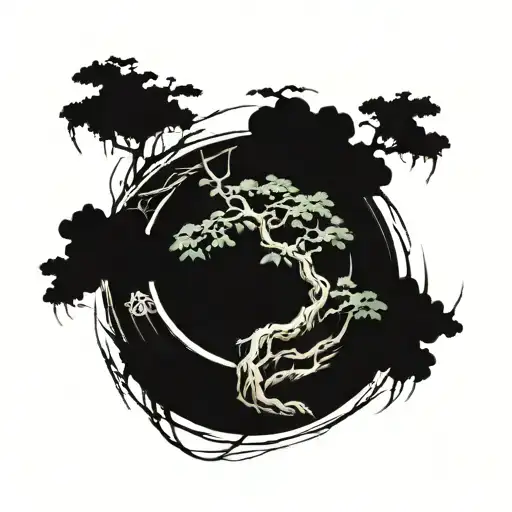 Enso with tree inside tattoo design idea