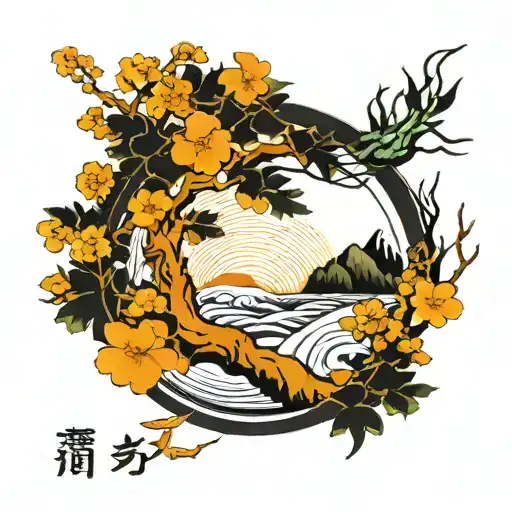 Enso with tree inside tattoo design idea