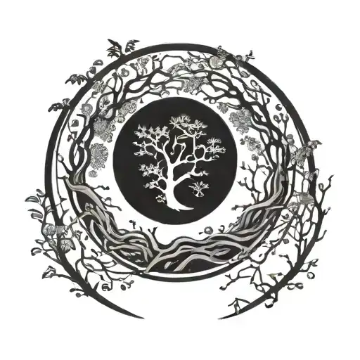 Enso with tree inside tattoo design idea