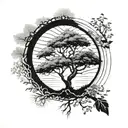 Enso with tree inside tattoo design idea