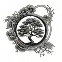 Enso with tree inside tattoo design idea