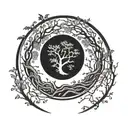 Enso with tree inside tattoo design idea