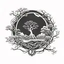 Enso with tree inside tattoo design idea