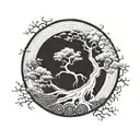 Enso with tree inside tattoo design idea