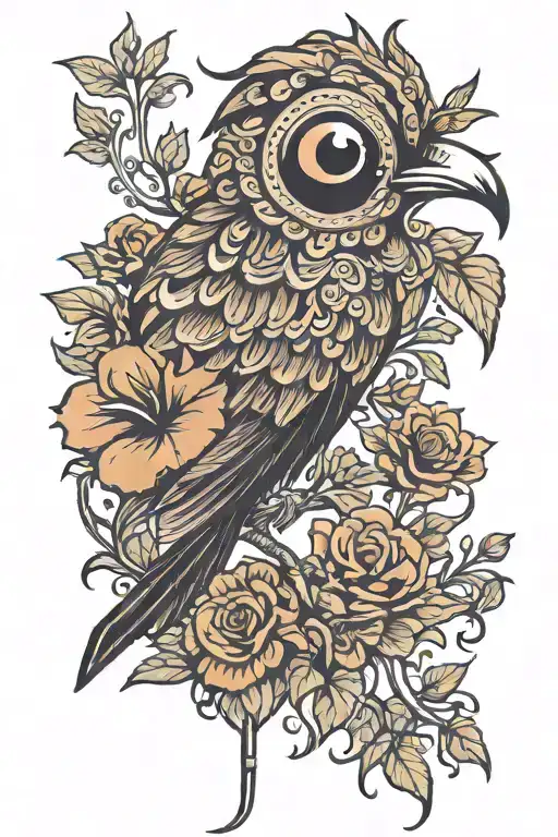 odd bird with long legs and long neck and body, minimal shading, cartoon, multiple eyes or legs, anatomically inaccurate tattoo design idea