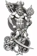Poseidon holding a trident tattoo design idea