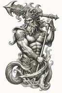 Poseidon holding a trident tattoo design idea