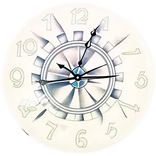 Traditional "Ship Wheel Clock" Tattoo Idea BlackInk AI