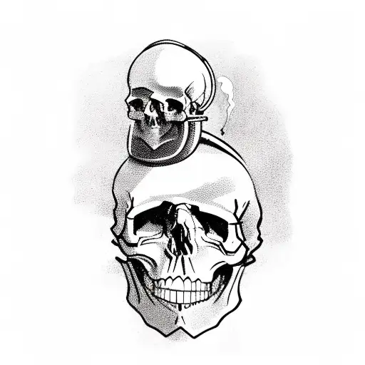 skulls, an old ship, welding mask,gothic style, femine, rifle, gamble, cigarette tattoo design idea