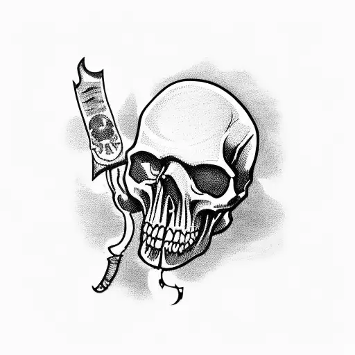 skulls, an old ship, welding mask, beautiful woman, gothic style, femine, rifle, gamble, cigarette tattoo design idea