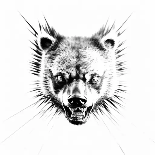 Wolverine animal head looking to the right  tattoo design idea