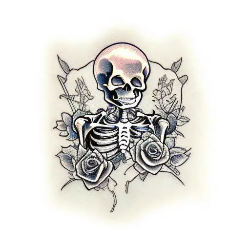 skeleton on triceps tattoo design idea