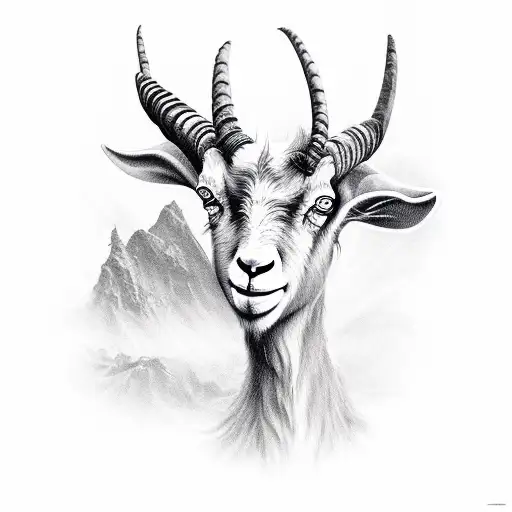 Satanic goat mixed with dinosaur tattoo design idea