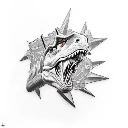 dinosaur mixed with goat tattoo design idea