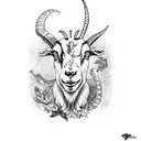 goat mixed with dinosaur tattoo design idea