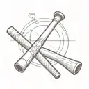 A minimalist design of a baseball bat and a trap intertwined, symbolizing the client's love for trap music and baseball tattoo design idea