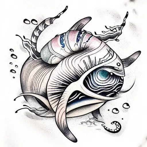 sea creature, realistic, high quality, high detail,  tattoo design idea