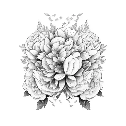Peony, lion, hydrangea, love, fuck you, i don't care, bitch please tattoo design idea