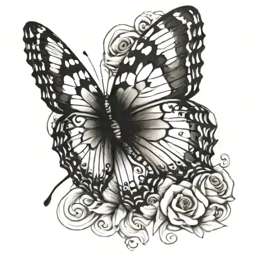 butterfly Maurijuanna lips like kissed tattoo design idea