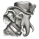 elephant man face made tattoo design idea