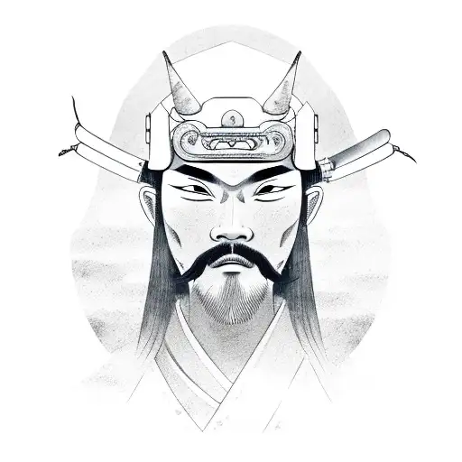 Samurai with blazing eyes tattoo design idea