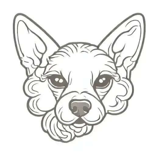 cat paw print and outline of poodle ears in frame tattoo design idea