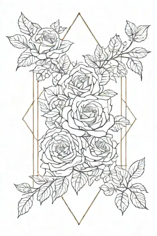 tesseract and roses tattoo design idea