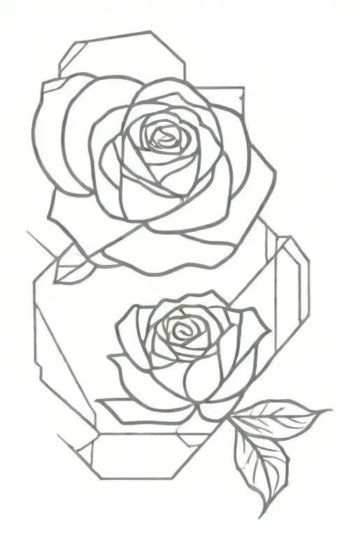 tesseract with roses around it tattoo design idea